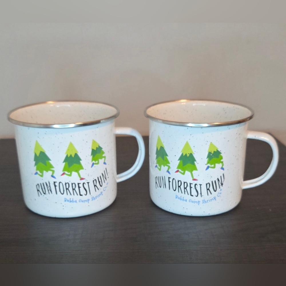 Bubba Gump Shrimp Co Mug Set of 2 🍤 “Run Forrest Run” Camp Style Cups
